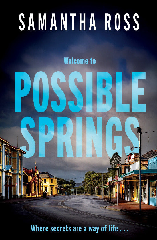 Book cover of 'Possible Springs' by Samantha Ross with a small town scene.