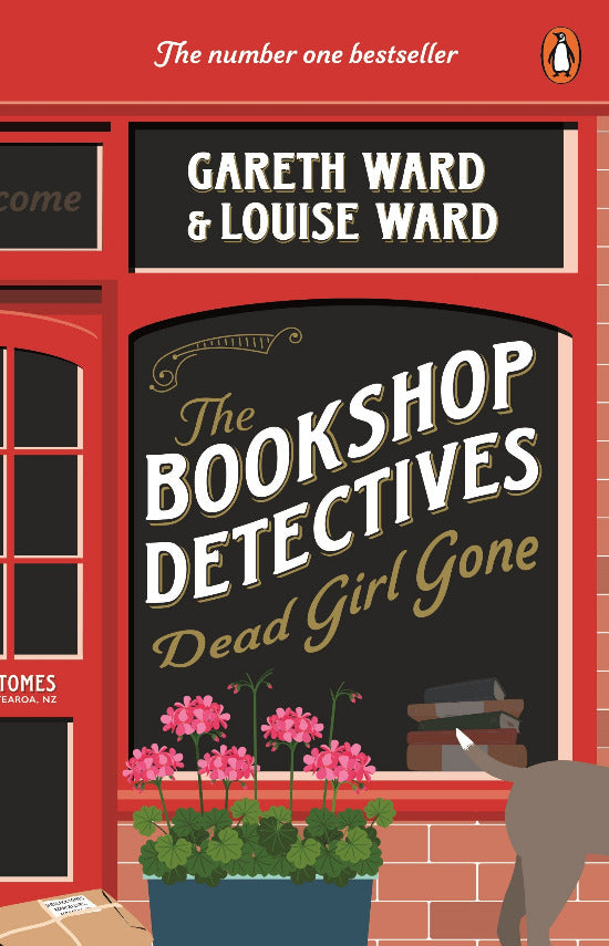 Book cover of 'The Bookshop Detectives: Dead Girl Gone' by Gareth Ward and Louise Ward, featuring a bookshop exterior.