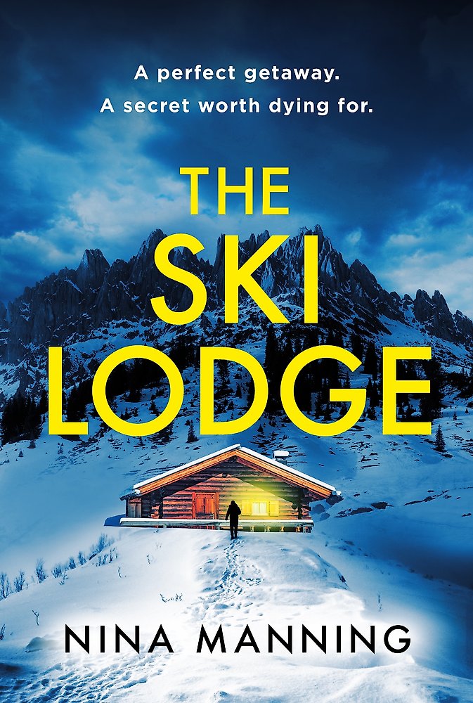 Book cover of 'The Ski Lodge' with a snowy mountain landscape and glowing cabin.