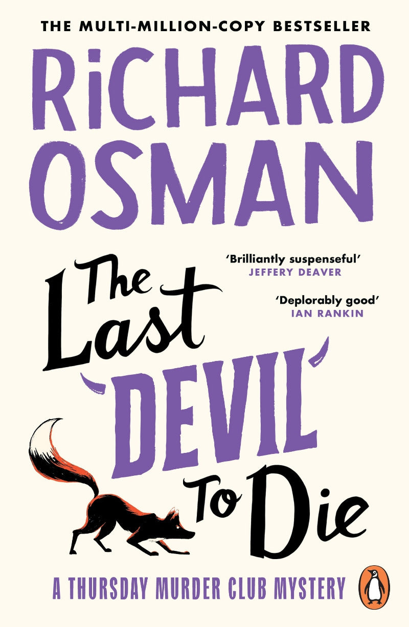 Book cover of 'The Last Devil to Die' by Richard Osman with a fox illustration.