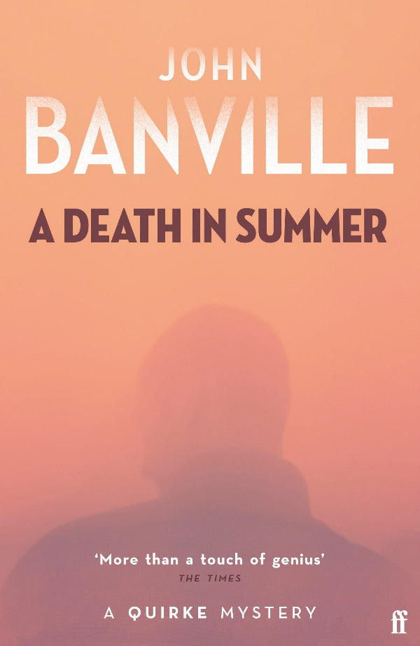 Book cover of 'A Death in Summer' by John Banville with a silhouette against an orange gradient background.