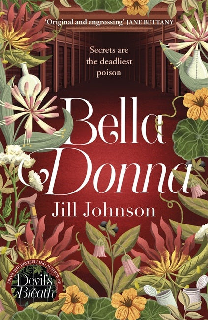Book cover of 'Bella Donna' by Jill Johnson with floral design and text.