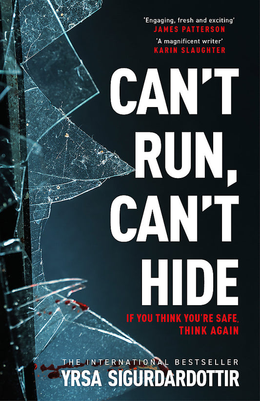 Book cover of 'Can't Run, Can't Hide' with a dark background and spider web design.