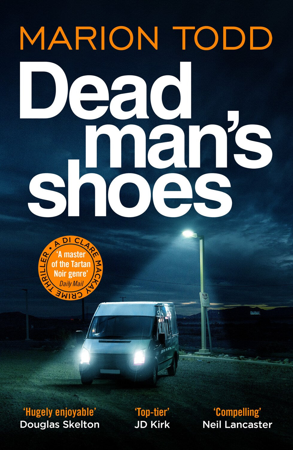Book cover of 'Dead Man's Shoes' by Marion Todd with a van under a streetlight at night.