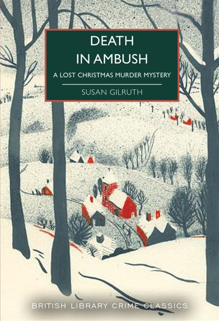 Book cover of 'Death in Ambush' by Susan Gilruth with a winter scene illustration.