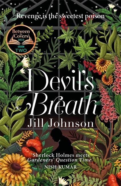 Book cover of 'Devil's Breath' by Jill Johnson with floral design and silhouette.