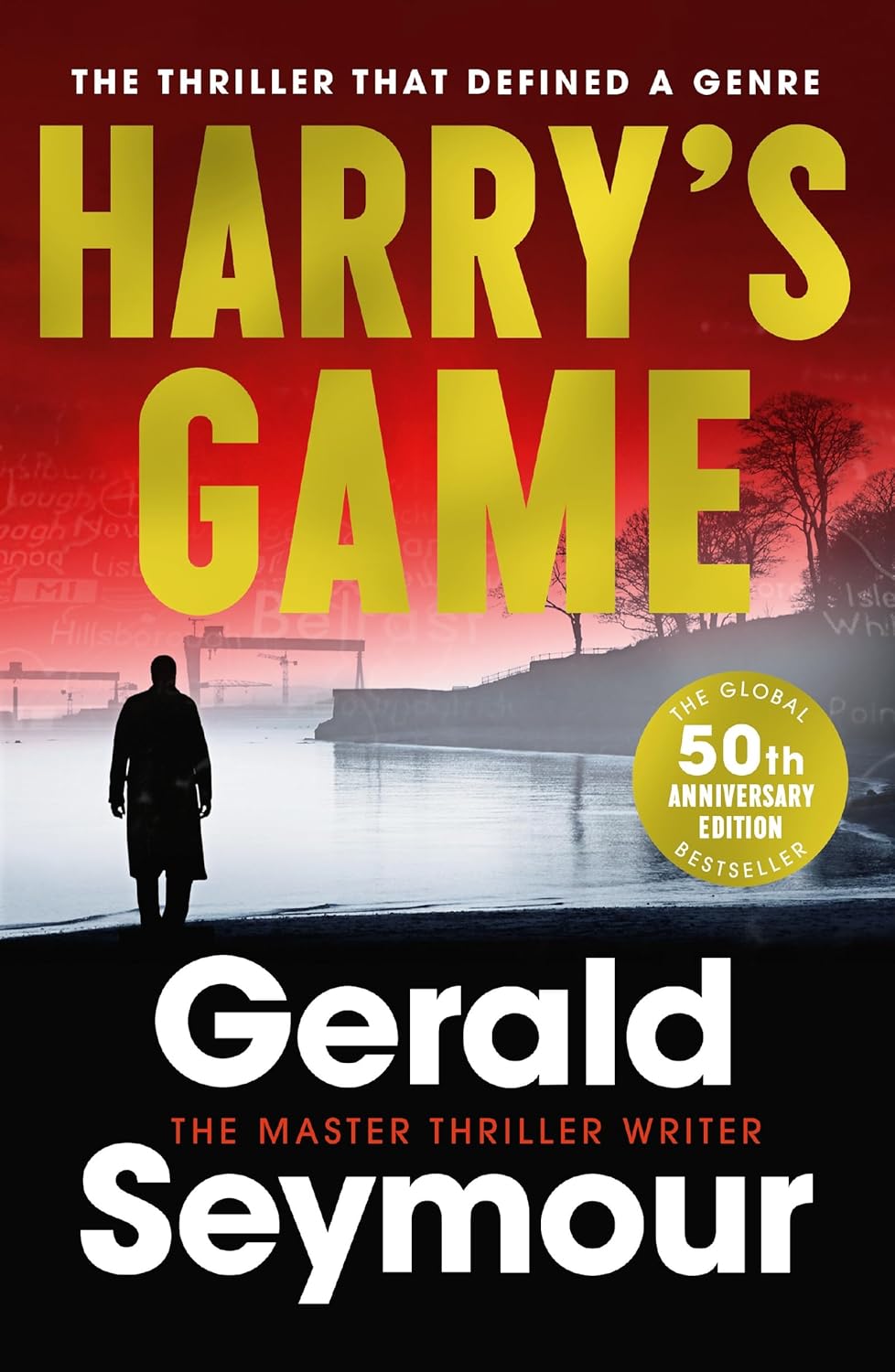 Book cover of 'Harry's Game' by Gerald Seymour with a silhouette and lake scene.