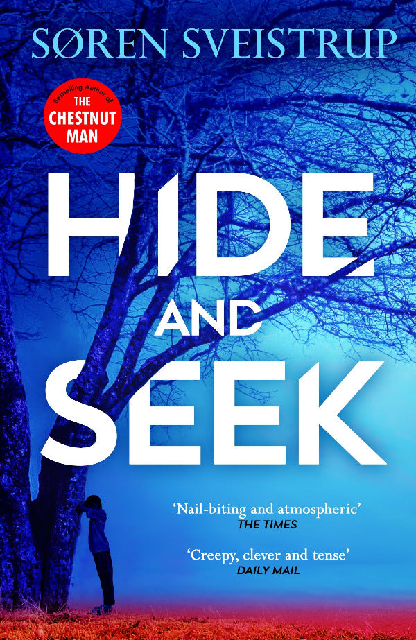 Book cover of 'Hide and Seek' with a silhouette under a tree against a blue sky.