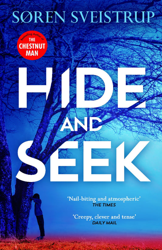 Book cover of 'Hide and Seek' with a silhouette under a tree against a blue sky.