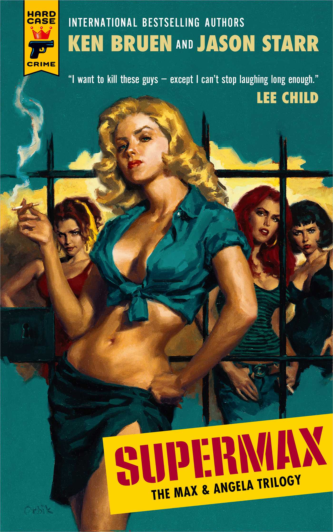 Book cover of 'Supermax' featuring a woman in a blue shirt with other characters in the background.