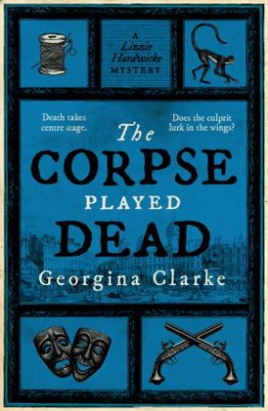 Book cover of 'The Corpse Played Dead' by Georgina Clarke with blue background and black text.