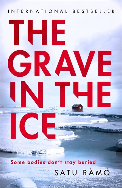 Book cover of 'The Grave in the Ice' with a snowy landscape and red text.