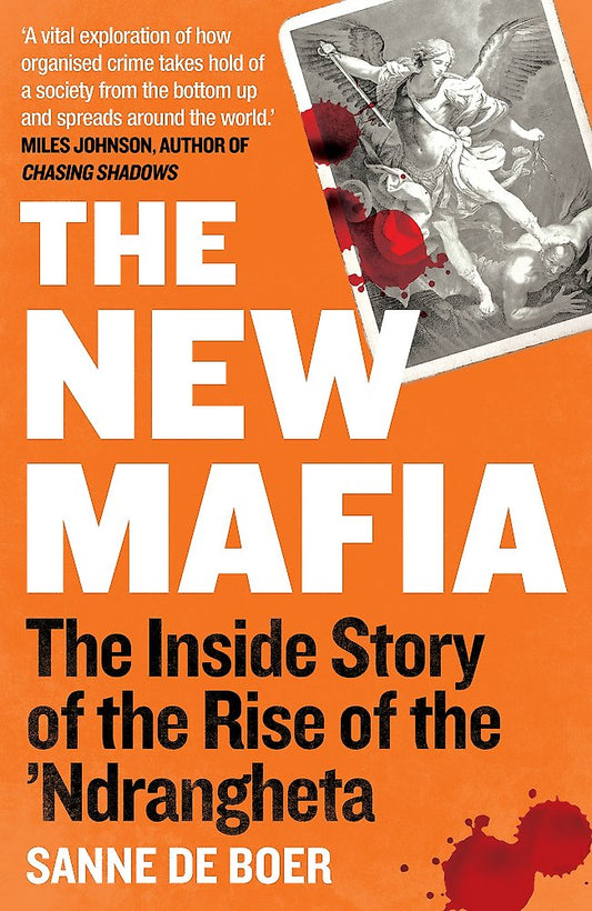 Book cover of 'The New Mafia' with an orange background and classical illustration.
