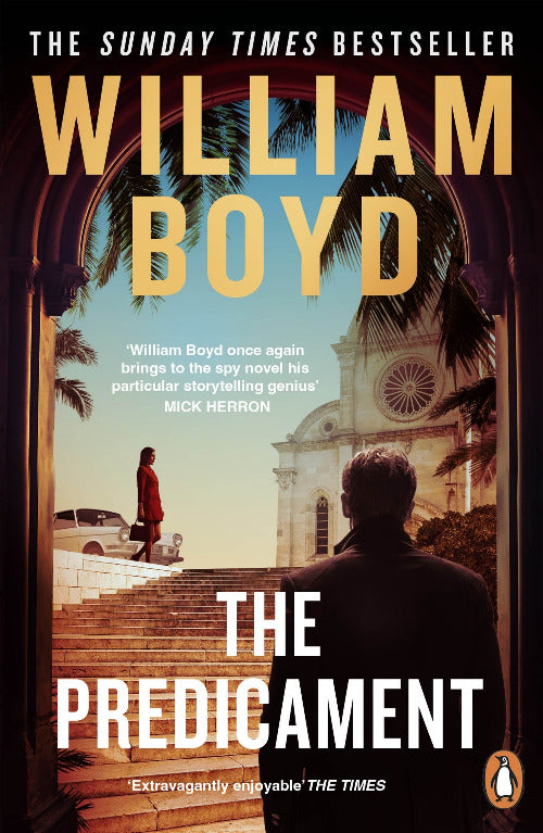 Book cover of 'The Predicament' by William Boyd with a silhouette and architectural background.