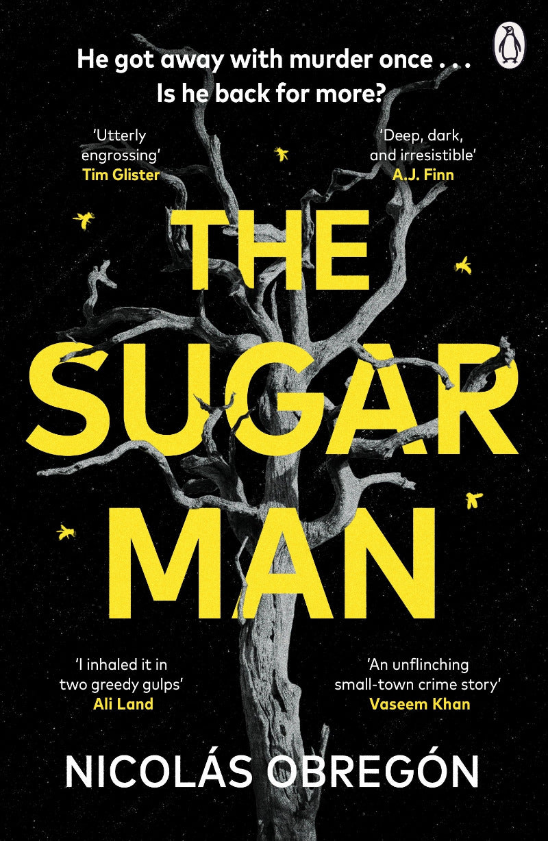 Book cover of The Sugar Man by Nicolas Obregon shows a grey dead tree. 