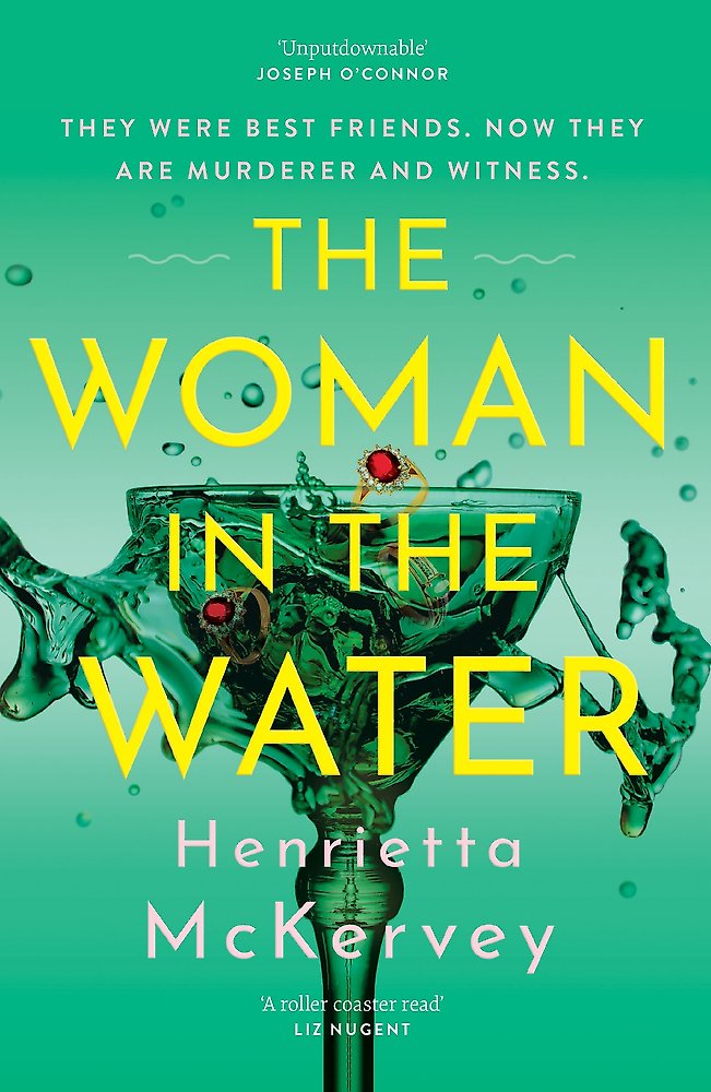 Book cover of 'The Woman in the Water' by Henrietta McKervey with a green background and underwater scene.