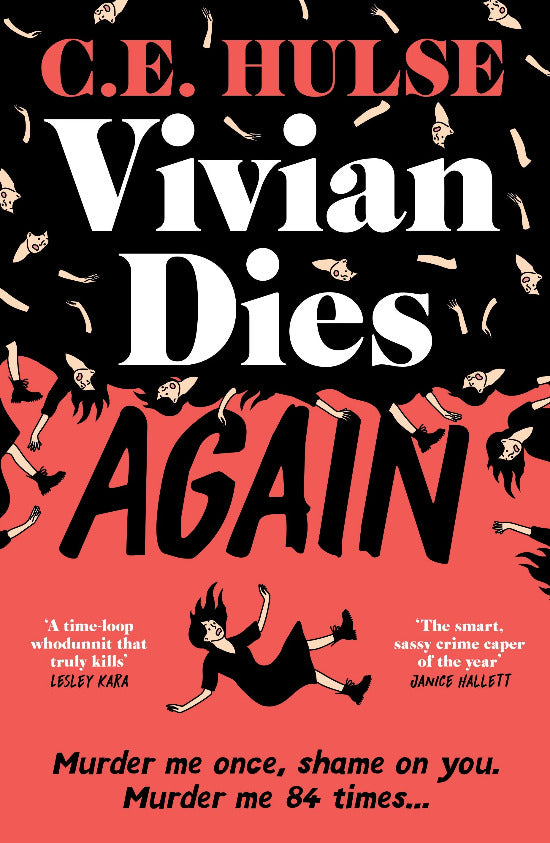 Book cover of 'Vivian Dies Again' by C.E. Hulse with a stylized illustration of a woman falling.
