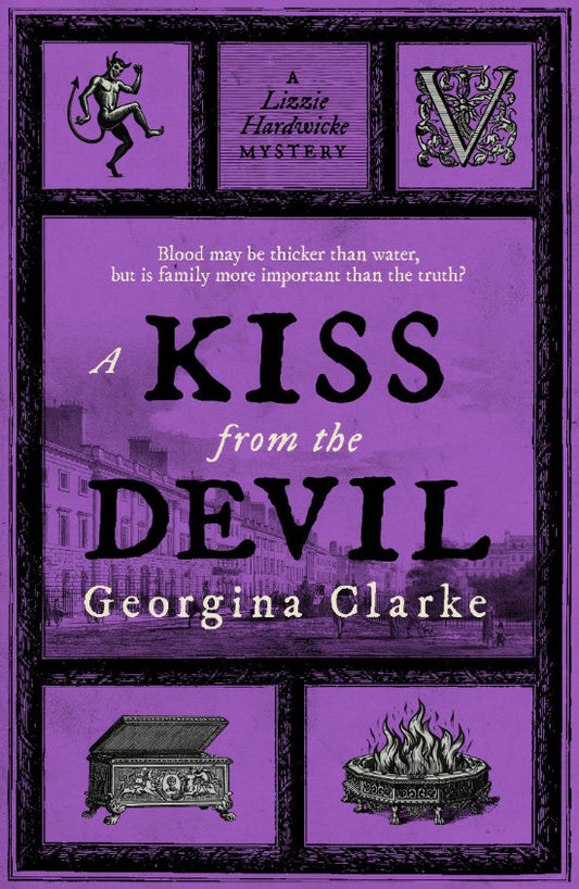 Book cover of 'A Kiss from the Devil' by Georgina Clarke with purple background and black text.