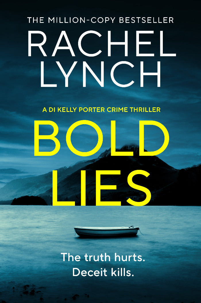 Book cover of 'Bold Lies' by Rachel Lynch with a boat on water and mountains in the background.
