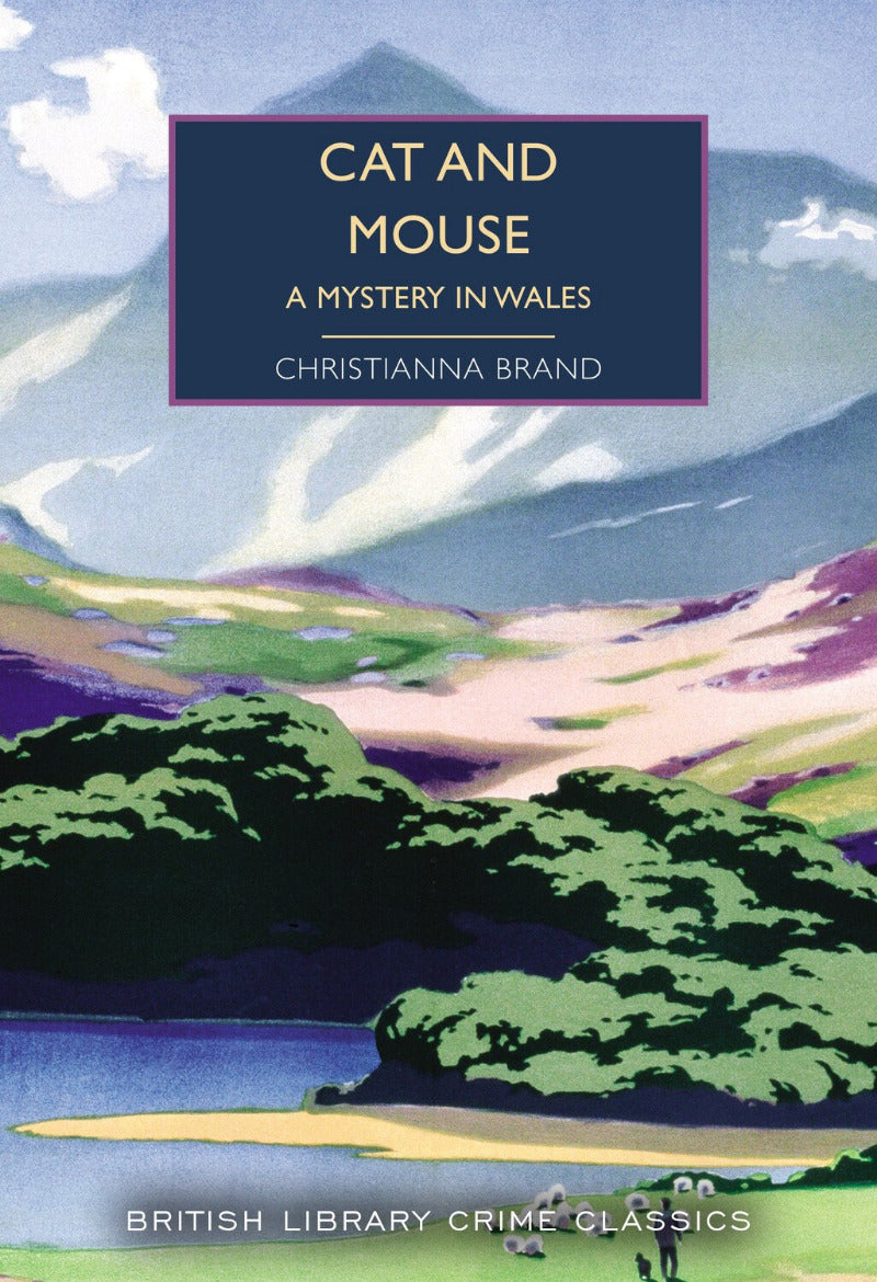 Book cover of 'Cat and Mouse: A Mystery in Wales' by Christianna Brand with a scenic illustration.