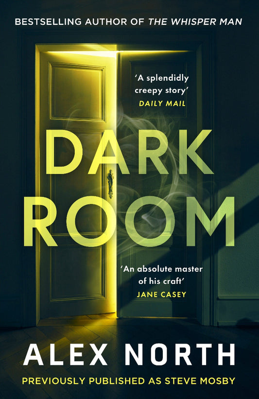 Book cover of 'Dark Room' with a glowing door and dark interior.