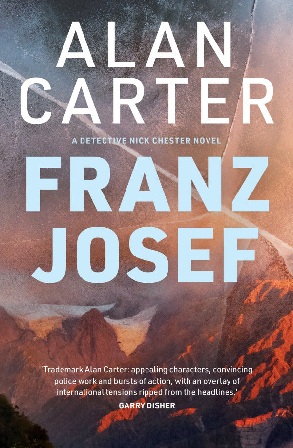 Book cover of 'Franz Josef' by Alan Carter with mountainous landscape and text.