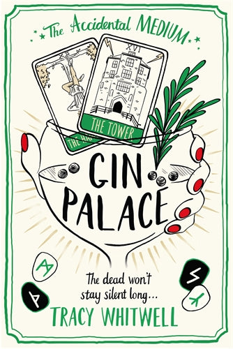 Book cover of 'Gin Palace' by Tracy Whitwell with a teacup and playing cards design.