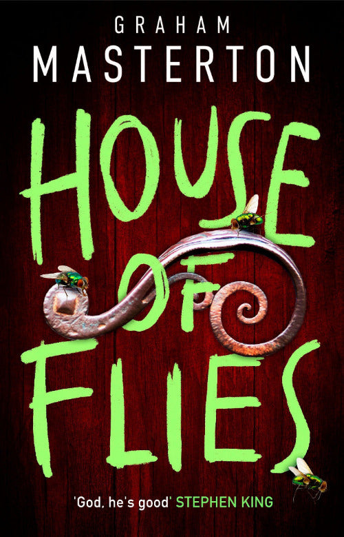 Book cover of 'House of Flies' by Graham Masterton with green text on a dark background