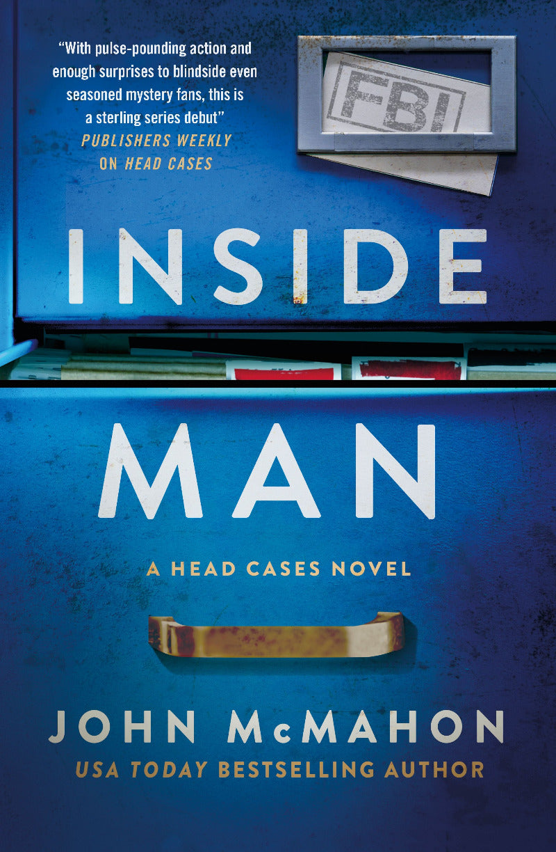Book cover of 'Inside Man' by John McMahon with FBI symbols and blue background