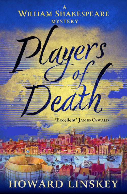 Book cover of 'Players of Death' by Howard Linskey, featuring a cityscape and text.