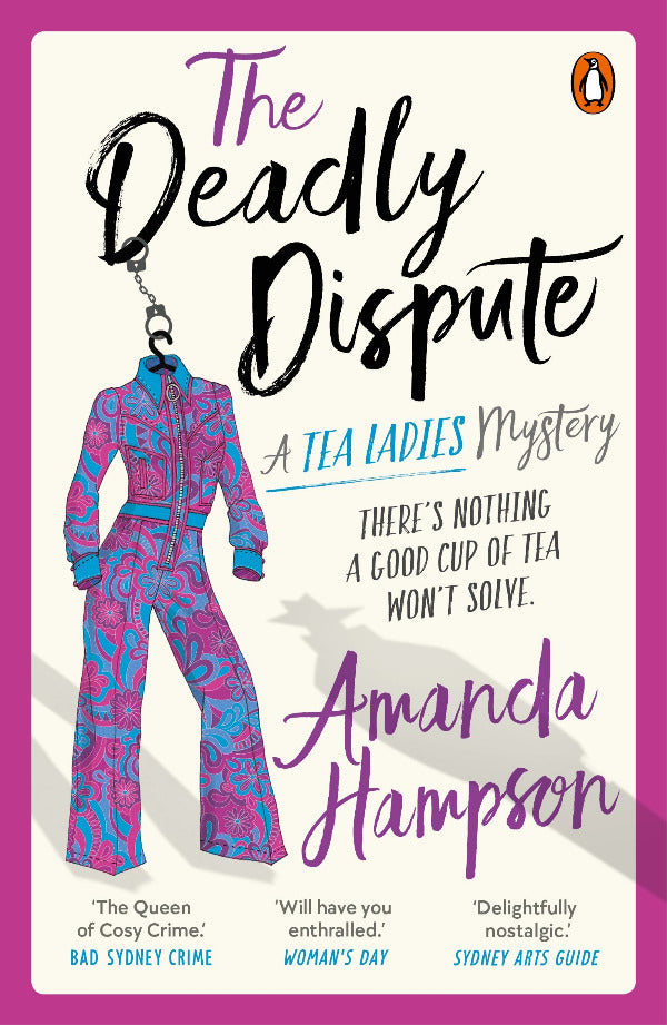 Book cover of 'The Deadly Dispute' by Amanda Hampson with a stylized illustration of a woman in colorful clothing.
