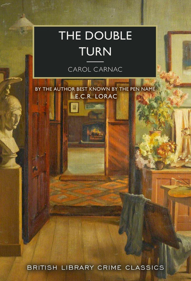 Book cover of 'The Double Turn' by Carol Carniac, featuring an interior scene with a door and flowers.