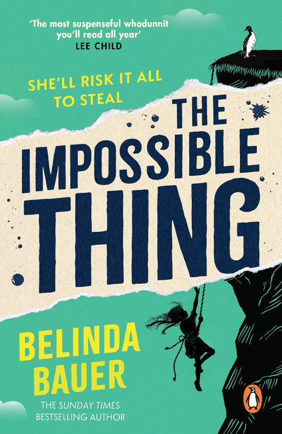 Book cover of 'The Impossible Thing' by Belinda Bauer with a stylized illustration and text.