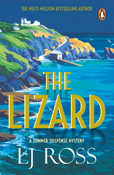 Book cover of 'The Lizard' by L.J. Ross with a coastal scene illustration.
