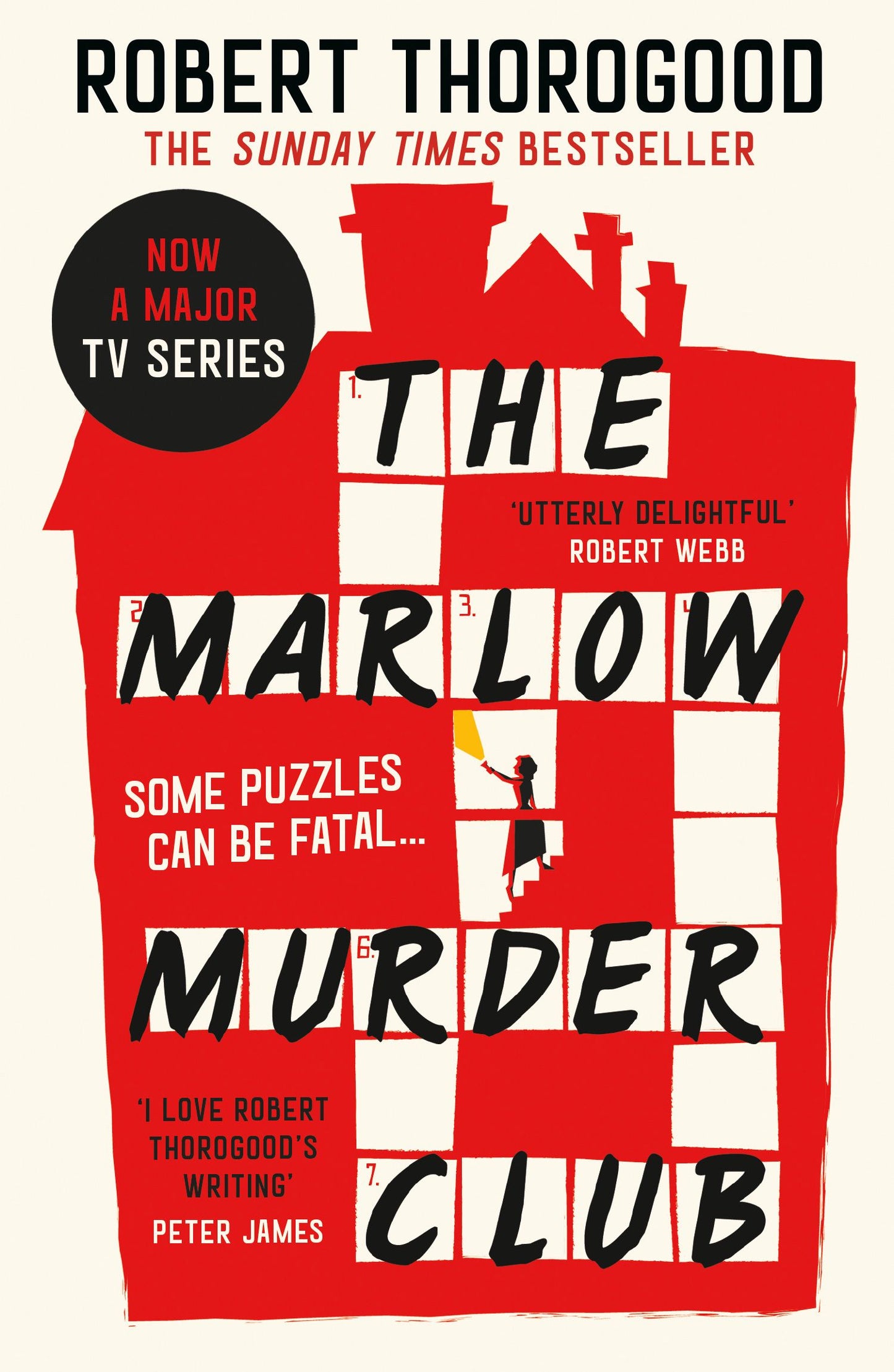 Book cover of 'The Marlow Murder Club' with red and black design