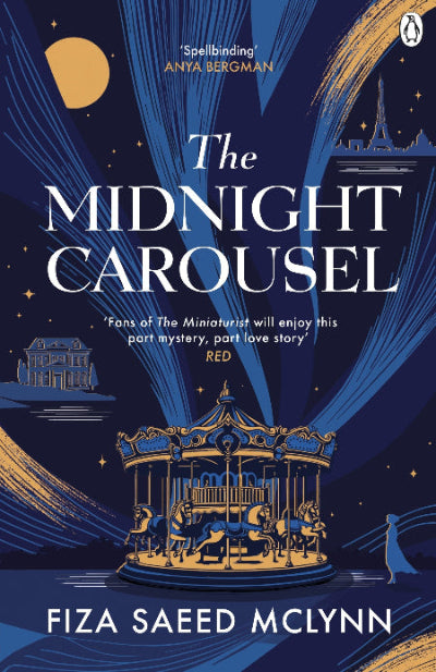 Book cover of 'The Midnight Carousel' with a carousel illustration against a night sky.
