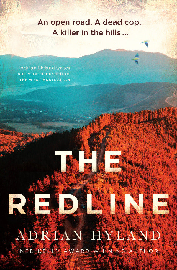 Book cover of 'The Redline' with a mountainous landscape and text.