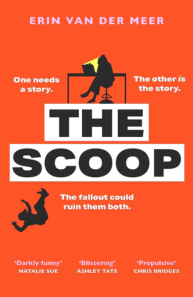 Book cover of 'The Scoop' by Erin van der Meer with orange background and black text.