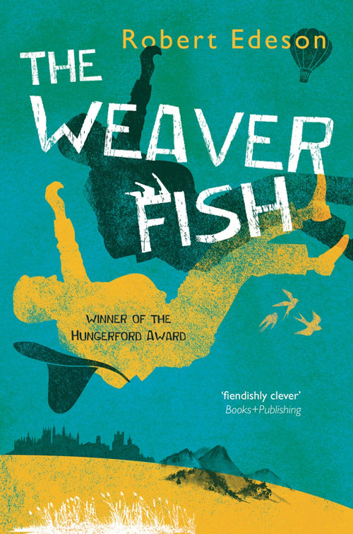 Book cover of 'The Weaver Fish' by Robert Edeson with a stylized illustration of a fish and person.