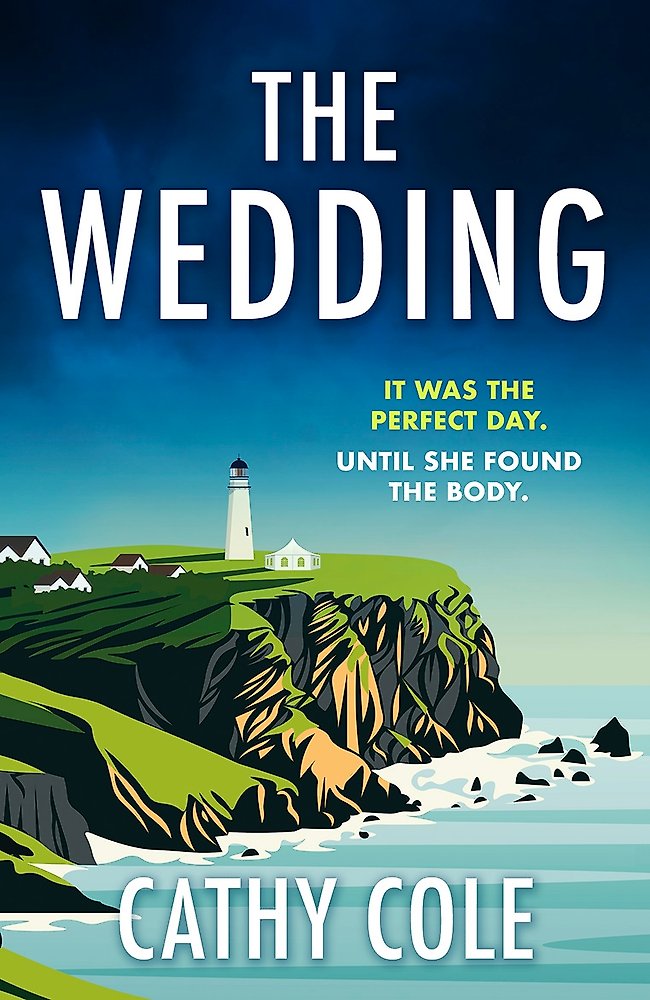 Book cover of 'The Wedding' by Cathy Cole with a lighthouse and coastal scene.
